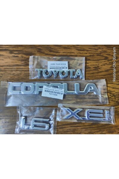 restinal Corolla AE111 1997-2000 Bagaj Yazı Seti Toyota Corolla 1.6 XEi Krom ...