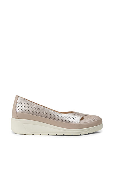 Deery Women's Genuine Leather Beige Casual Wedge Heel Shoes