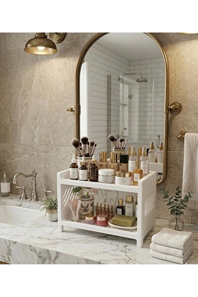 Lova Katlı Masa Üstü Düzenleyici Takı Makyaj Rafı Ofis Organizeri Banyo Parfü...