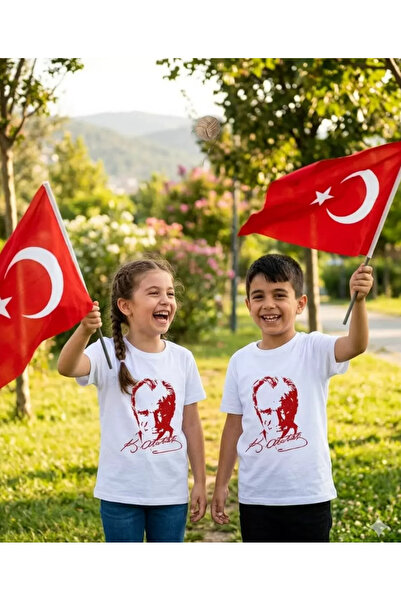 Alme تي شيرت للأطفال بأكمام قصيرة مطبوع عليه ATATURK (يُنصح بعمر سنة واحدة أكثر)