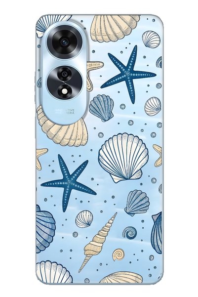 FLAMENKO حافظة هاتف شفافة متوافقة مع هاتف اوبو A60 من نوع Sea Shell and Star ...