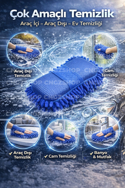 CNGZSHOP Mikrofiber Araba Yıkama Eldiveni Süngeri | Çizmeyen Oto Temizlik Eld...