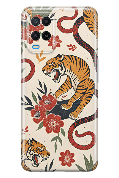 FLAMENKO حافظة هاتف شفافة متوافقة مع هاتف اوبو A54 تايب تايجر اند سنيك منقوش ...