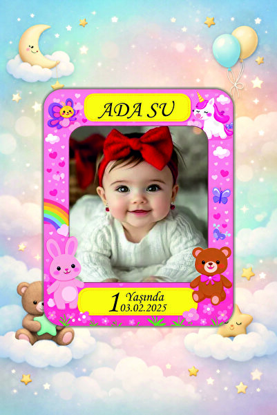 hediyyenvar Kişiye Özel Bebek Fotoğraflı Magnet 10x8 cm | Hayvan Figürlü Renk...