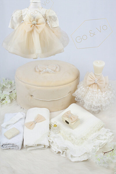 GoVo Kids Set complet trusou botez Muselina cu Lumanare si Rochita, Fundita –...