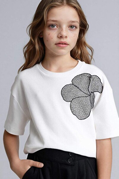 DeFacto Tricou cu aplicații florale pentru fete H3418A826SM