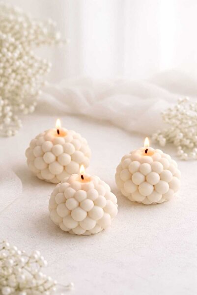 El Yapımı Bubble Mum 3’lü Set Minimal Pinterest Stil Ev Dekoru