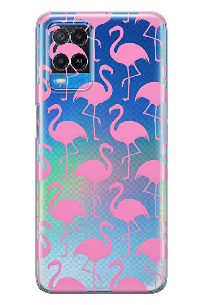 FLAMENKO حافظة هاتف شفافة متوافقة مع هاتف أوبو A54 فلامينجو منقوش