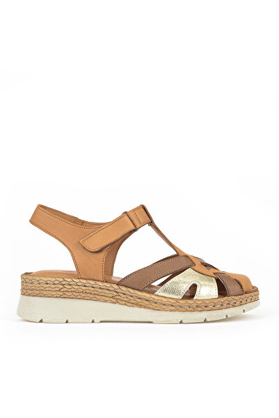 Ziya , Women's Genuine Leather Sandals 1611008Z438 Tan