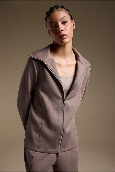 DeFacto Standard Fit Mock Neck Skuba Scuba Fabric Cardigan G4214Ax26Sp