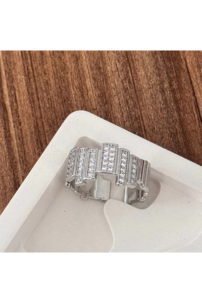 TURKAFONE خاتم ريتم مرصّع بالأحجار - قابل للتعديل