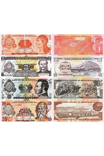 emir koleksiyon coin & paper collection Honduras 1-2-5-10 Lempiras Eski Kağıt...