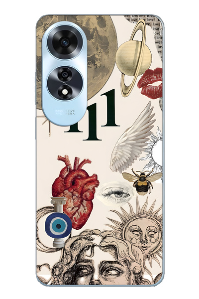 FLAMENKO حافظة هاتف شفافة متوافقة مع هاتف اوبو A60 Astro Symbolic Collage و11...