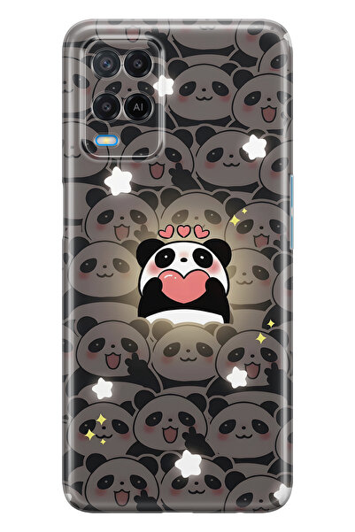 FLAMENKO غلاف هاتف شفاف متوافق مع هاتف OPPO A54 بنمط الباندا اللطيف