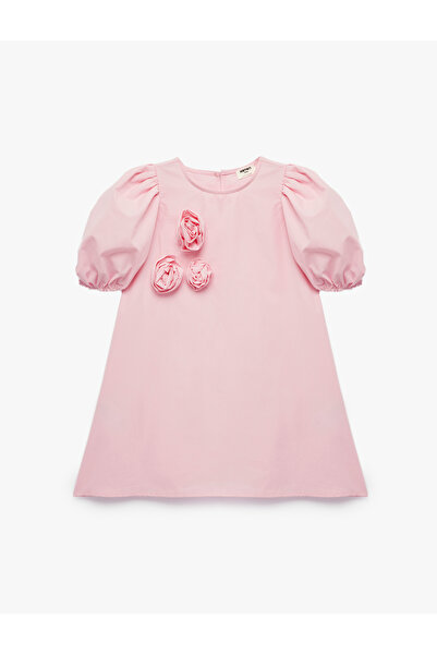 Koton Pamuk Rukavi u obliku balona okrugla kragna Cvjetna haljina