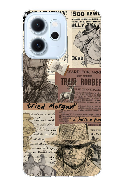 FLAMENKO غطاء هاتف شفاف متوافق مع أوبو رينو 14F ويسترن منقوش