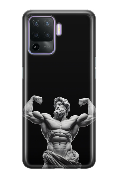 FLAMENKO حافظة هاتف شفافة متوافقة مع هاتف اوبو رينو 5 لايت، تصميم تمثال قديم ...