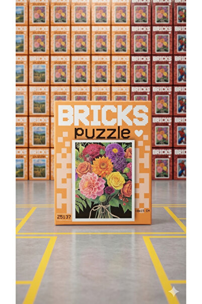 Eflatun Kılıf Bricks puzzle flowers çiçekl lego yapboz