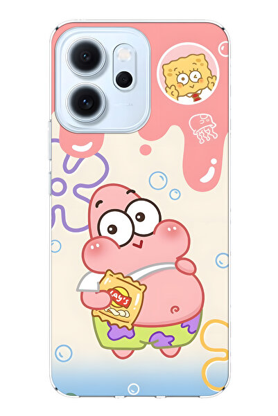 FLAMENKO غطاء هاتف شفاف متوافق مع أوبو رينو 14F بتصميم باتريك ستار منقوش