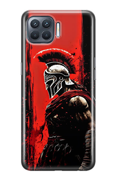 FLAMENKO حافظة هاتف شفافة متوافقة مع هاتف اوبو رينو 4 لايت واريور سبارتا منقوش