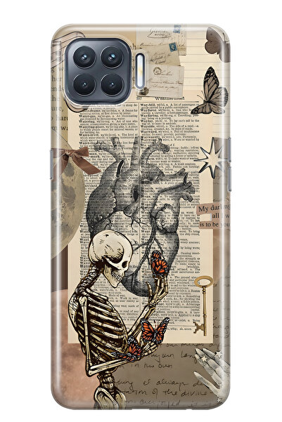 FLAMENKO حافظة هاتف شفافة متوافقة مع هاتف اوبو رينو 4 لايت بتصميم هيكل عظمي ع...