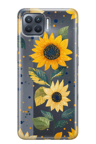 FLAMENKO حافظة هاتف شفافة متوافقة مع هاتف أوبو رينو 4 لايت من نوع Sunflower م...