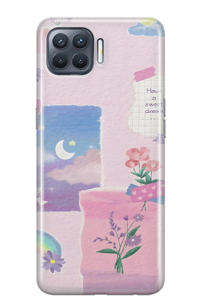 FLAMENKO حافظة هاتف شفافة متوافقة مع هاتف أوبو رينو 4 لايت، بتصميم زهور الباس...