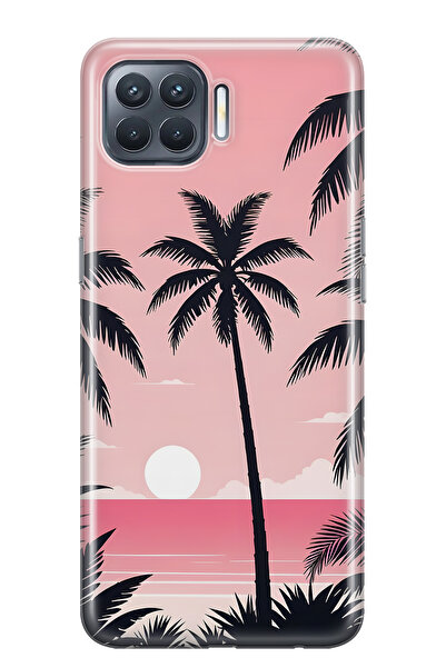 FLAMENKO حافظة هاتف شفافة متوافقة مع هاتف أوبو رينو 4 لايت بالم منقوش