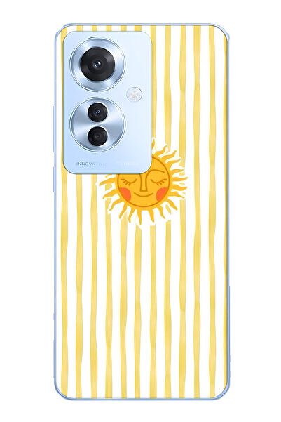 FLAMENKO حافظة هاتف شفافة متوافقة مع هاتف اوبو رينو 11F 5G باللون الأصفر مخطط...