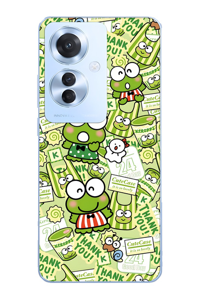 FLAMENKO حافظة هاتف شفافة لطيفة على شكل ضفدع منقوش متوافقة مع هاتف اوبو رينو ...