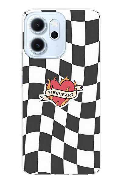 FLAMENKO غطاء هاتف شفاف متوافق مع أوبو رينو 14F من نوع فايرهارت كوير منقوش