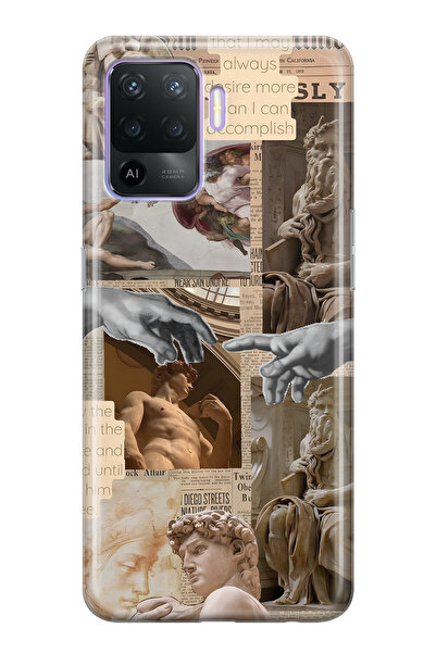 FLAMENKO حافظة هاتف شفافة متوافقة مع هاتف اوبو رينو 5 لايت، تصميم رينيسانس سك...