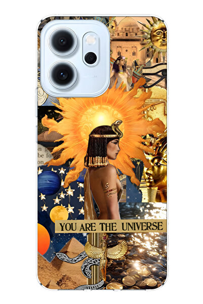 FLAMENKO غطاء هاتف شفاف متوافق مع أوبو رينو 14F طراز كليوباترا منقوش