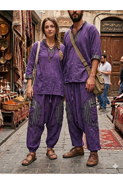 AYASOFYA OTANTIK بنطلون نيبالي عرقي أصيل للجنسين مع خصر وأرجل مطاطية وسحابات،...