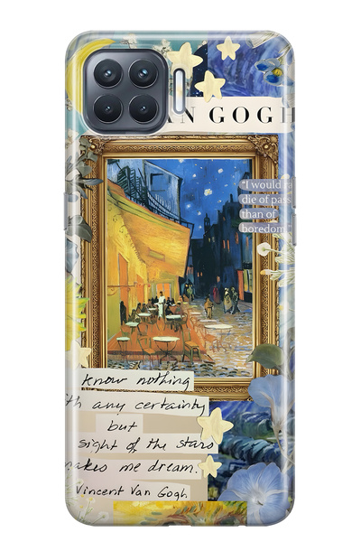 FLAMENKO حافظة هاتف شفافة متوافقة مع هاتف أوبو رينو 4 لايت من فان جوخ كافيه ت...