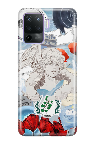 FLAMENKO حافظة هاتف شفافة متوافقة مع هاتف أوبو رينو 5 لايت هيبنوس منقوش