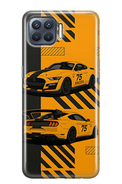 FLAMENKO حافظة هاتف شفافة متوافقة مع هاتف اوبو رينو 4 لايت باللون الأصفر منقوش