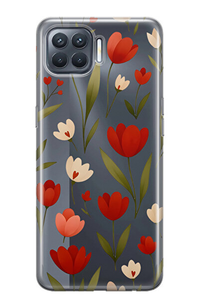 FLAMENKO حافظة هاتف شفافة متوافقة مع هاتف أوبو رينو 4 لايت باللون الأحمر ليلي...