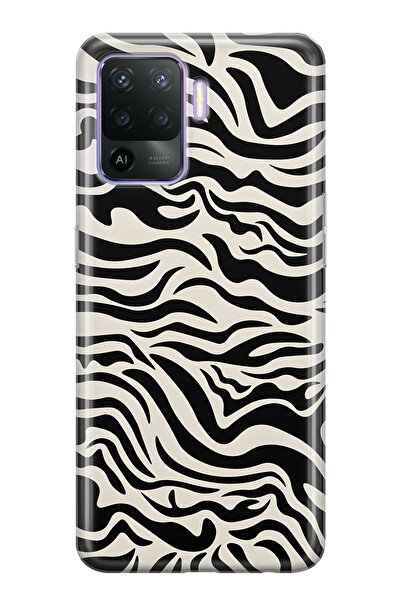 FLAMENKO حافظة هاتف شفافة متوافقة مع هاتف اوبو رينو 5 لايت زيبرا منقوش