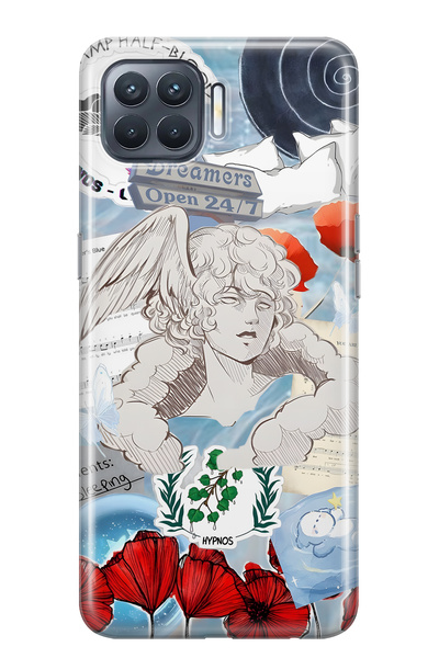 FLAMENKO حافظة هاتف شفافة متوافقة مع هاتف أوبو رينو 4 لايت هيبنوس منقوش