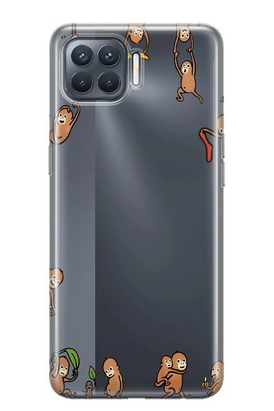 FLAMENKO حافظة هاتف شفافة متوافقة مع هاتف اوبو رينو 4 لايت مونيز منقوش