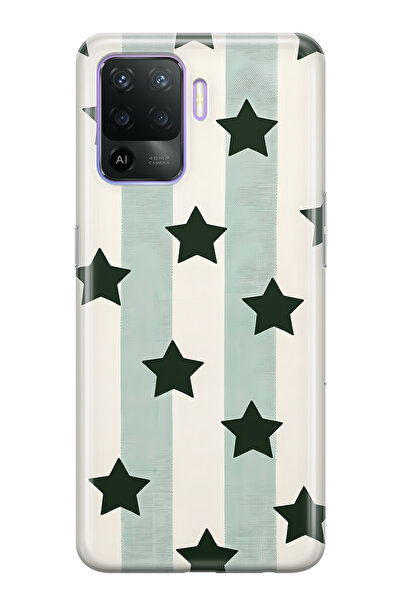 FLAMENKO حافظة هاتف شفافة متوافقة مع هاتف اوبو رينو 5 لايت مخطط ستار منقوش