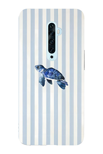 FLAMENKO حافظة هاتف شفافة متوافقة مع هاتف أوبو رينو 2Z من نوع Sea Turtle منقوش