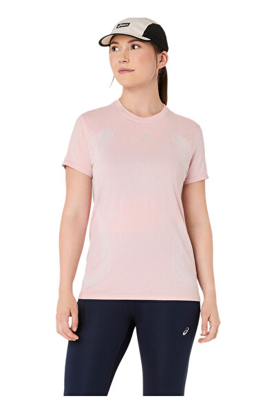 Asics 2012D292-700 ROAD SEAMLESS SS TOP Pembe Yuvarlak Yaka Normal Fit Düz Ka...