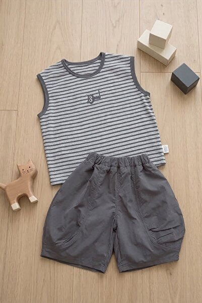 Nobrand Baby Striped Cartoon Cat 2PCS Set Clothes, Sleeveless Vest + Casual S...