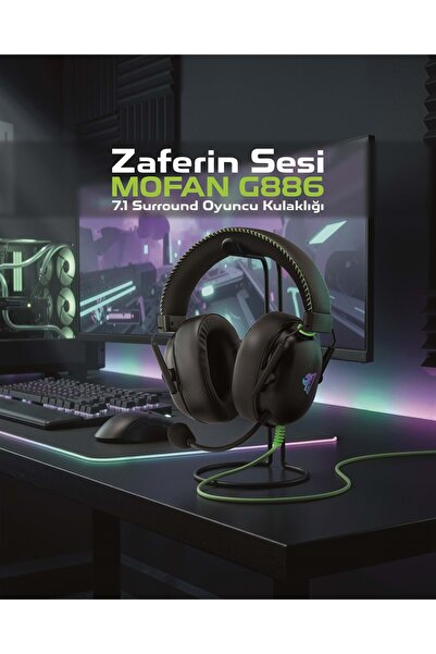HADRON MOFAN G886 USB RGB 7.1 Surround Over-Ear Mikrofonlu Gaming Kulaklık Siyah