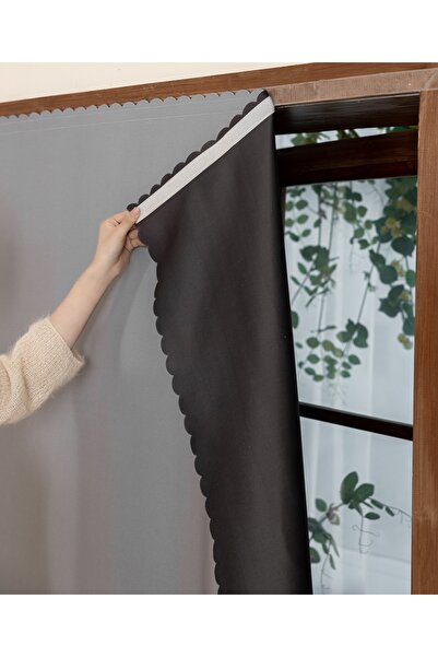 Generic 100% Blackout Linen Curtain, Self-adhesive, Easy install. Sun & priva...