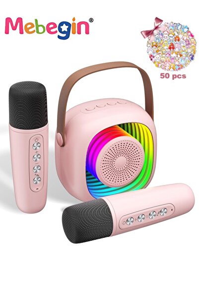 MEBEGIN ألعاب كاريوكي للأطفال مع ميكروفونين صغيرين، جهاز كاريوكي محمول مع إضا...