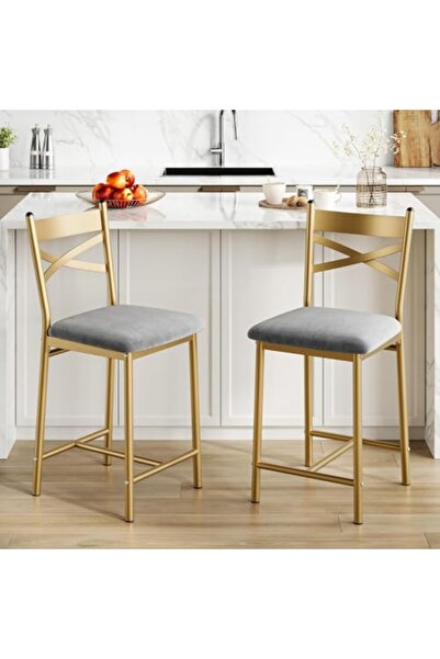Garvee Set of 2 Bar Stools with High Back&Metal Footrest–Swivel PU Leather Up...