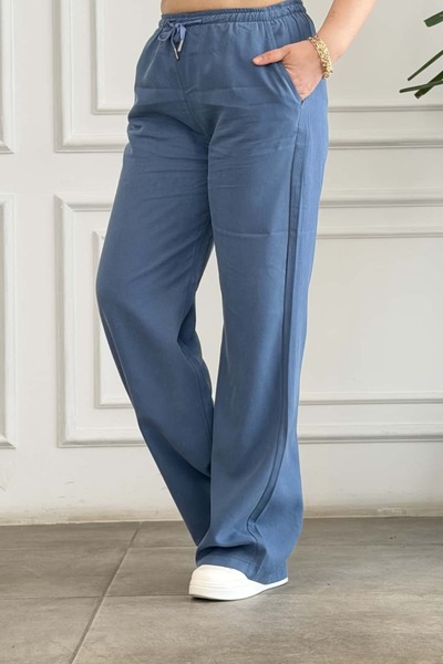 yb yağmur butik Elastic Waistband Cotton Palazzo Pants